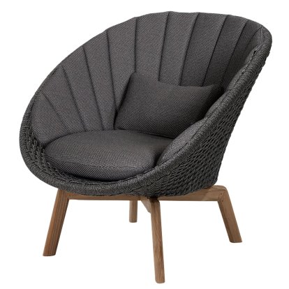 Peacock Loungesessel, Medium flat soft Rope - Dark grey / Teak, Focus - Dark grey