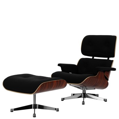 Eames Lounge Chair & Ottoman Calma, Santos Palisander, Calma, dunkel anthrazit, 89 cm, Aluminium poliert
