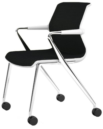 Unix Chair Vierbeinfuß mit Rollen, Diamond Mesh nero, Soft grey, Aluminium poliert
