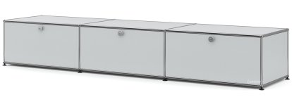 USM Haller Lowboard XL, individualisierbar, USM mattsilber, Mit 3 Klappen, 50 cm