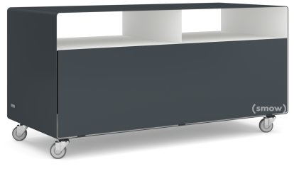 TV Lowboard R 108, Anthrazitgrau (RAL 7016) - Reinweiß (RAL 9010), Industrierollen