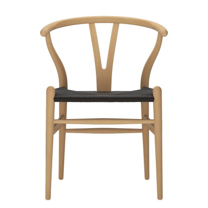 CH24 Wishbone Chair, Buche geölt, Geflecht schwarz