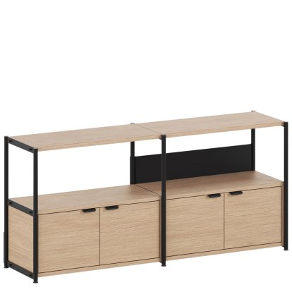 Unit Sideboard Holz, 1 x Doppeltür, Eiche / Graphitschwarz