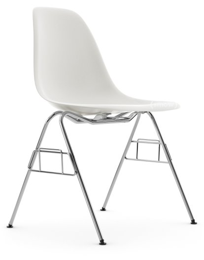 Eames Plastic Side Chair RE DSS / DSS-N, Weiß non-RE, Ohne Polsterung, Ohne Polsterung, Ohne Reihenverbindung (DSS-N)