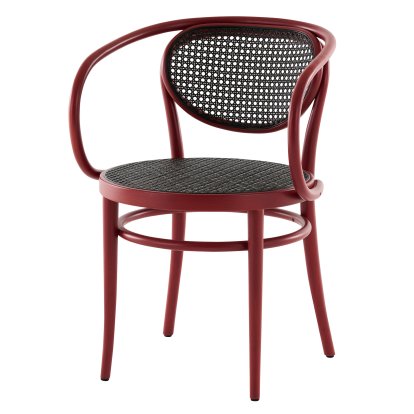 209 / 210 Stuhl, Buche gebeizt rostrot, Sitz und Rücken Rohrgeflecht, dark melange (210)