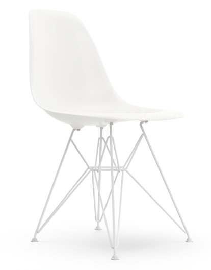 Eames Plastic Side Chair DSR, Weiß RE, Ohne Polsterung, Ohne Polsterung, Standardhöhe - 43 cm, Beschichtet weiß