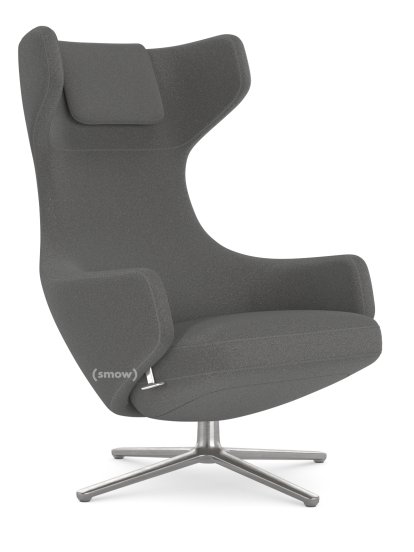 Grand Repos Loungesessel, Sessel Grand Repos, Stoff Cosy 2 Classic Grey, 40 cm, Poliert