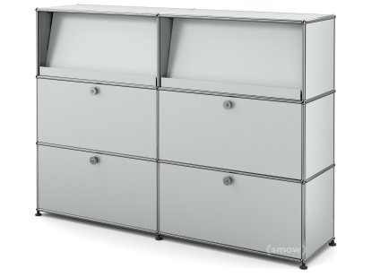 USM Haller Highboard L mit Schrägtablaren, USM mattsilber
