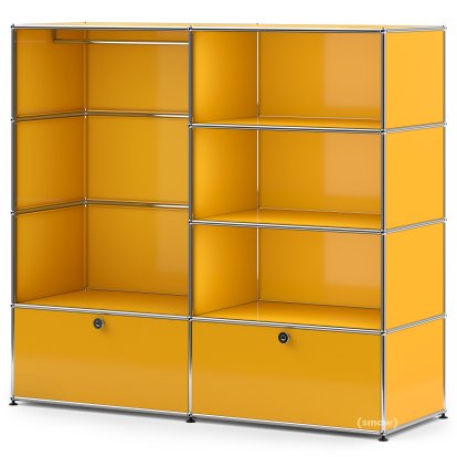 USM Haller Garderobe L mit Kleiderstange, Goldgelb RAL 1004
