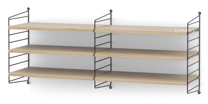 String System Wandregal M, 30 cm, Schwarz, Eichefurnier