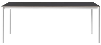 Base Tisch, L 190 x B 85 cm, Linoleum schwarz mit Sperrholzkante, Weiß