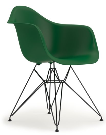 Eames Plastic Armchair DAR, Smaragd, Ohne Polsterung, Ohne Polsterung, Standardhöhe - 43 cm, Beschichtet basic dark