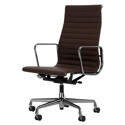Aluminium Chair EA 119, Verchromt, Leder (Standard), Kastanie