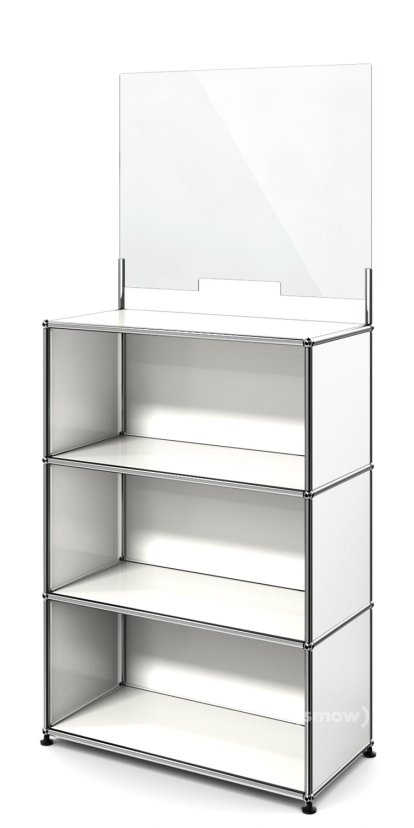 USM Haller Counter M mit Security Screen, Reinweiß RAL 9010, Mit Füßen