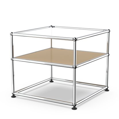 USM Haller Beistelltisch Typ 2, Glas, USM beige