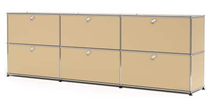 USM Haller Sideboard XL, individualisierbar, USM beige, Mit 3 Klappen, Mit 3 Klappen