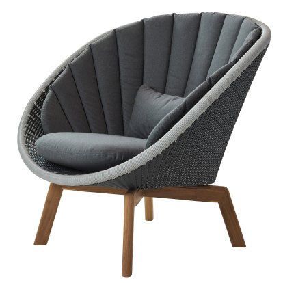 Peacock Loungesessel, Small flat Weave - Grey / light grey, Natté - Grey