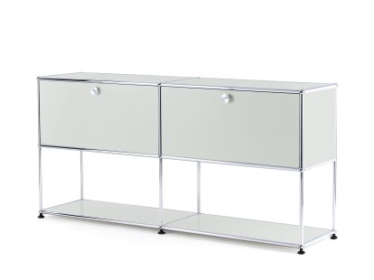 USM Haller Sideboard L mit 2 Klappen, unten Struktur, Lichtgrau RAL 7035