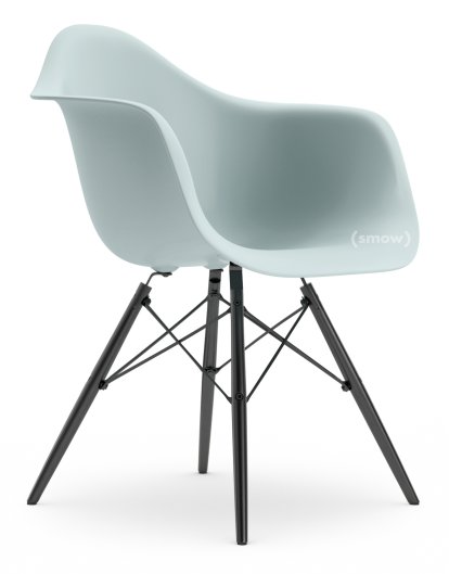 Eames Plastic Armchair RE DAW, Eisgrau, Ohne Polsterung, Ohne Polsterung, Standardhöhe - 43 cm, Ahorn schwarz