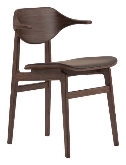 Bufala Dining Chair, Eiche dunkel geräuchert, Leder Dunes dark brown