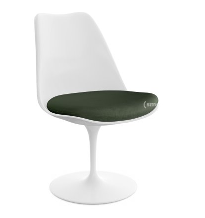 Saarinen Tulip Stuhl, drehbar, Sitzkissen, weiß, Bottle Green (Eva 144)