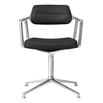 Swivel 453 Drehstuhl, Leder schwarz, Poliert