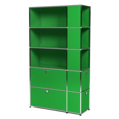 USM Haller Bücherregal mit seitlichen Fächern, USM grün