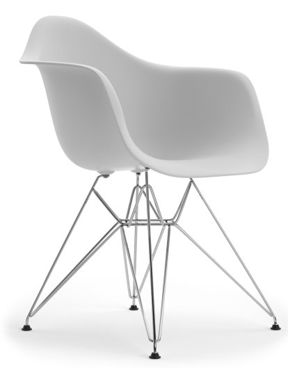 Eames Plastic Armchair RE DAR, Cotton white, Ohne Polsterung, Ohne Polsterung, Standardhöhe - 43 cm, Verchromt
