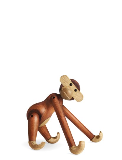 Affe Holzfigur, Klein (H 19 cm), Teak/Limba