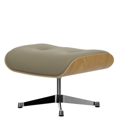 Eames Lounge Chair Ottoman, Kastanie natur, Leder Premium F sand, Aluminium poliert