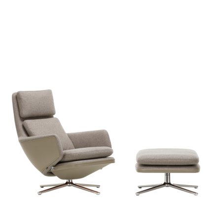Grand Relax Loungesessel, Mit Ottoman, Stoff Cosy, fossil / Leder Forte, sand, Basic dark, 41,5 cm
