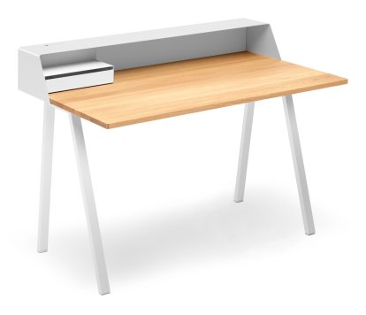 PS04 / PS05 Sekretär, B 120 x T 75 cm (PS05), Reinweiß (RAL 9010), Reinweiß RAL 9010, Mit Elektrobox