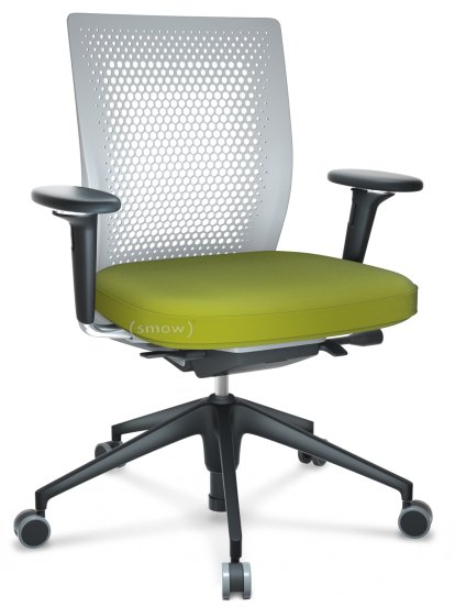 ID Air, Soft grey, Stoff Plano-68 avocado, Basic dark, 5-Stern Untergestell, Kunststoff basic dark, Mit 3D-Armlehnen, Hart für Teppichboden