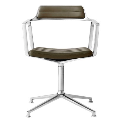 Swivel 452 Drehstuhl, Poliert, Standfuß, Leder bosco grün