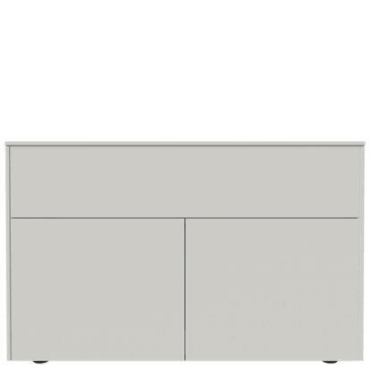 Aventa Sideboard mit Tür und Schubkasten, 120 cm, 3 Höhenraster, Melamin weiß, Kunststoffgleiter