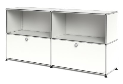 USM Haller Sideboard L, individualisierbar, Reinweiß RAL 9010, Offen, Mit 2 Klappen