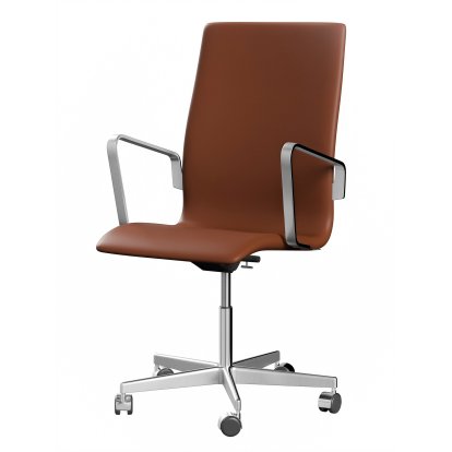 Oxford Bürodrehstuhl, Mit Armlehnen, Mittelhoher Rücken, Rollfuß, Softleder, Cognac