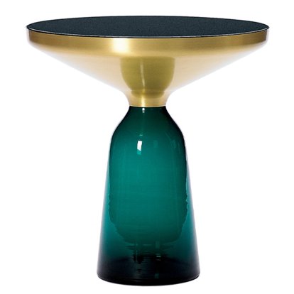 Bell Beistelltisch, Messing, klar lackiert, Smaragdgrün