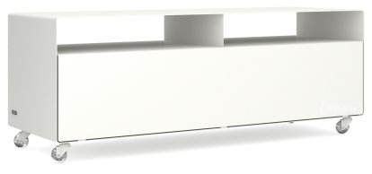 TV Lowboard R 109, Einfarbig, Reinweiß (RAL 9010), Transparentrollen