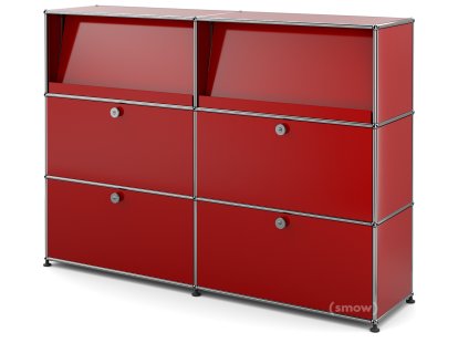 USM Haller Highboard L mit Schrägtablaren, USM rubinrot