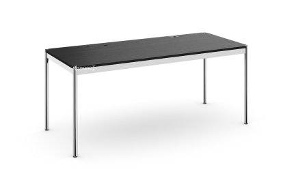 USM Haller Tisch Plus, 175 x 75 cm, 06-Eiche lackiert schwarz, Klappe links