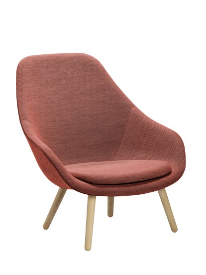 About A Lounge Chair High AAL 92 Loungestuhl, Steelcut Trio 515 - rosa, Eiche lackiert, Mit Sitzkissen