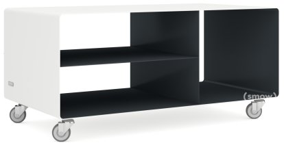 HiFi Lowboard R 104, Reinweiß (RAL 9010) - Anthrazitgrau (RAL 7016), Industrierollen