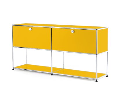 USM Haller Sideboard L mit 2 Klappen, unten Struktur, Goldgelb RAL 1004