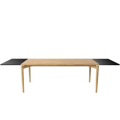 PUREdinner Tisch, 190 x 85 cm, Eiche weiß geölt, Mit 2 Erweiterungsplatten MDF schwarz (L 190-290 cm)