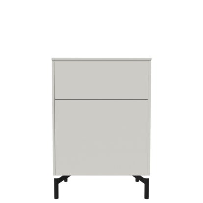 Aventa Sideboard mit Tür und Schubkasten, 60 cm, 3 Höhenraster, Melamin weiß, Metallfüße