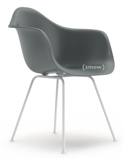 Eames Plastic Armchair DAX, Granitgrau, Ohne Polsterung, Ohne Polsterung, Standardhöhe - 43 cm, Beschichtet weiß