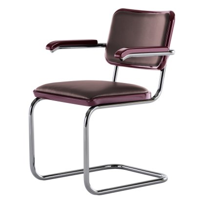 JS . Thonet - S 64 P/V Serious Freischwinger, Serious 02 - Leder, graphite ruby red
