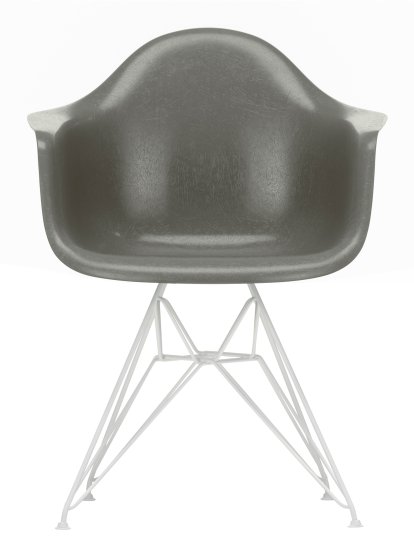 Eames Fiberglass Armchair DAR, Eames raw umber, Weiß
