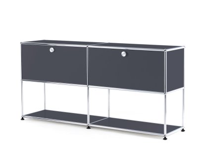 USM Haller Sideboard L mit 2 Klappen, unten Struktur, Anthrazitgrau RAL 7016